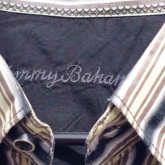 Tommy Bahama Striped Silk Button-Down Luxury Men's Shirt Large - Picture 4 of 12